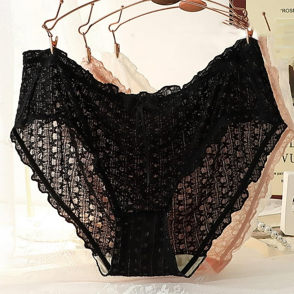 Njagoc3 Kawaii Bestseller Womens Ice Silk Solid Seamless Mid-Rise Underwear Cute Breathable Bow Detail