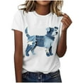 thumbnail image 1 of Njagoc3 Ladies Casual Graphic Tee, Retro Distressed Denim‑Inspired Patchwork Print Relaxed‑Fit Short Sleeve Top for Everyday Outfits, 1 of 3
