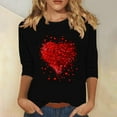 thumbnail image 1 of Njagoc3 Ladies Valentine'S Day Printed Round Neck Pullover with T-Shirt Top, 1 of 6