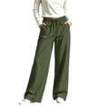 thumbnail image 1 of Njagoc3 Linen Pants Women | Drawstring Waist Relaxed Trousers with Large Front Pockets | Loose Fit for Fall Casual Daily Wear & Travel Activities，Army Green，XL, 1 of 6