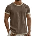 thumbnail image 1 of Njagoc3 Men's Color Block Crew Neck Short Sleeve T-Shirts, Casual Ribbed Trim Tees for Men, 1 of 5