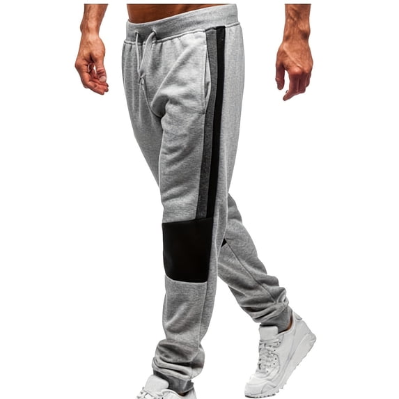 Njagoc3 Men's Color Block Jogger Pants Elastic Drawstring Waist Tapered Cuffed Sweatpants Casual Sports Workout Trousers
