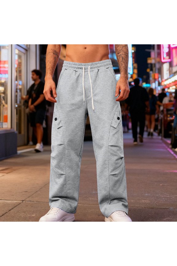 Men's Drawstring Cuffed Athletic Pants - Cozy Lounge & Active Wear