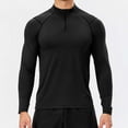 thumbnail image 1 of Njagoc3 Men's Half-Zip Long Sleeve Compression Top - Gym & Training Wear，Black，XL, 1 of 5