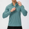 thumbnail image 1 of Njagoc3 Men's Half-Zip Long Sleeve Compression Top - Gym & Training Wear，Green，XXL, 1 of 6