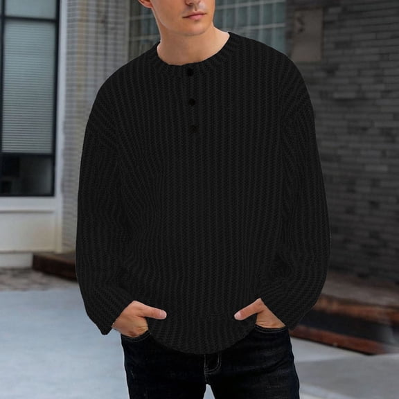 Njagoc3 Men's Oversized Crew Neck Long Sleeve Vertical Stripe Top - Lounge & Casual Wear