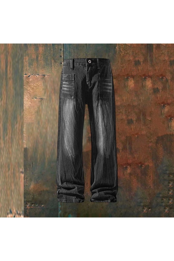 Men's Straight-Leg Faded Classic Jeans Casual & Commute Wear