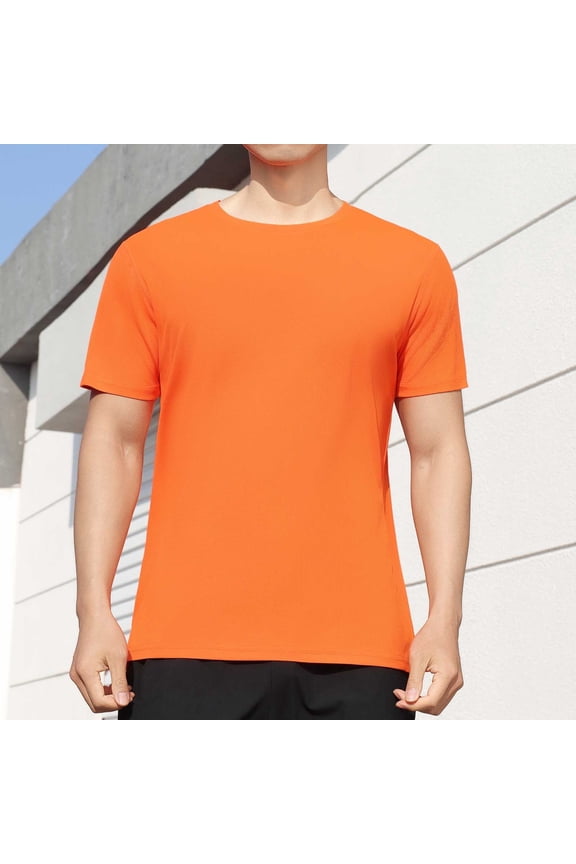 Mens Athletic Solid Performance Tee Breathable Mesh Short Sleeve Crew Neck Workout Running Top