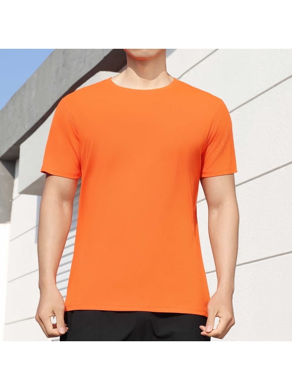 Mens Athletic Solid Performance Tee Breathable Mesh Short Sleeve Crew Neck Workout Running Top