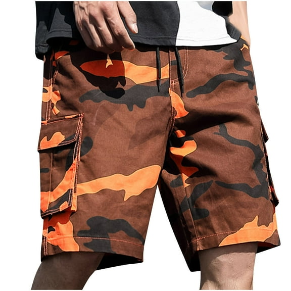 Njagoc3 Mens Camouflage Cargo Shorts, Loose-Fit Printed Trousers for Summer Outdoor Adventures, Camping, and Fishing, Durable and Fashionable