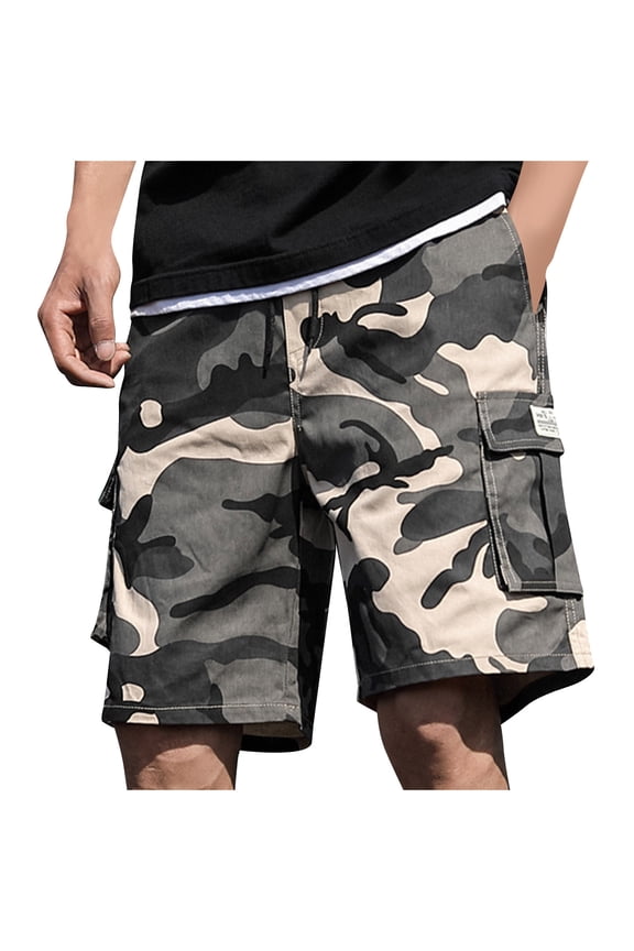 Mens Camouflage Cargo Shorts, Loose-Fit Printed Trousers for Summer Outdoor Adventures, Camping, and Fishing, Durable and Fashionable