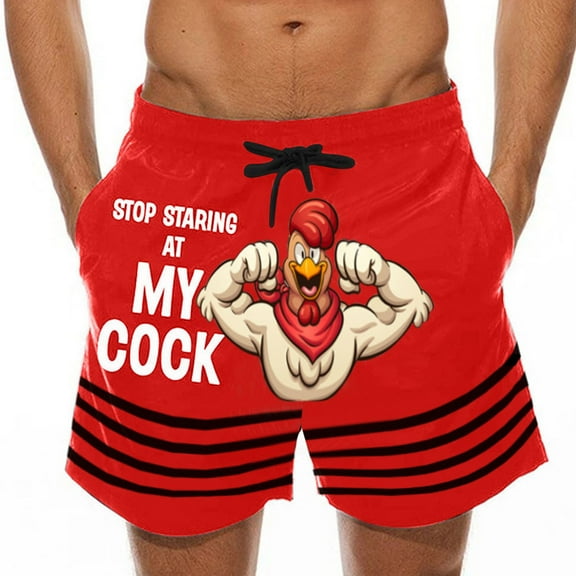 Njagoc3 Mens Cartoon Printed Shorts, Fun Designs, Casual Fit for Summer Music Festivals & Streetwear Looks