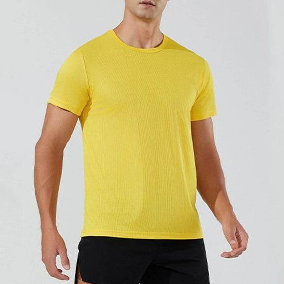 Njagoc3 Mens Casual Solid Color Quick Dry T Shirt Gym to Street Wear Lightweight Breathable Tee