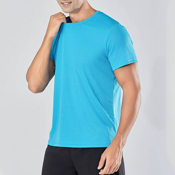 Njagoc3 Mens Casual Solid Color Quick Dry T Shirt Gym to Street Wear Lightweight Breathable Tee