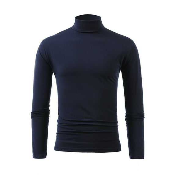 Njagoc3 Mens Casual Solid Color Semi High Neck Long Sleeved Top Casual Sports Base Shirt Long Sleeved High Neck Top/shirt