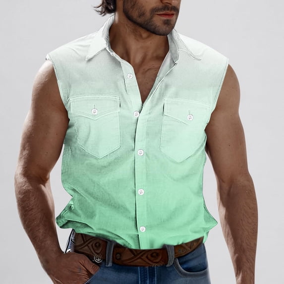 Njagoc3 Mens Denim Sleeveless Shirt, Lightweight, Durable for Summer Outdoor Work & Casual Gatherings