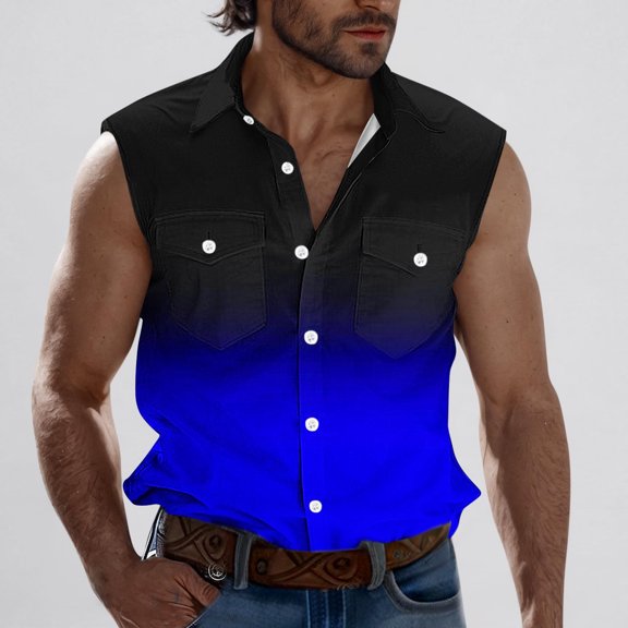 Njagoc3 Mens Denim Vest Tank Top, Sleeveless, Button - Down for Summer Casual Outings & Backyard BBQs