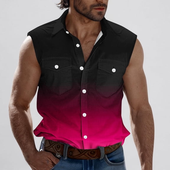 Njagoc3 Mens Denim Vest Tank Top, Sleeveless, Button - Down for Summer Casual Outings & Backyard BBQs