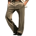 thumbnail image 1 of Njagoc3 Mens Formal Dress Pants Flat Front Solid Color Wool Blend Trousers for Business Meetings Weddings Events with Adjustable Waistband, 1 of 5