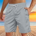 thumbnail image 1 of Njagoc3 Mens Light Gray Beach Shorts, Drawstring Waist, Quick - Dry, Summer Beach & Leisure Use, 1 of 5