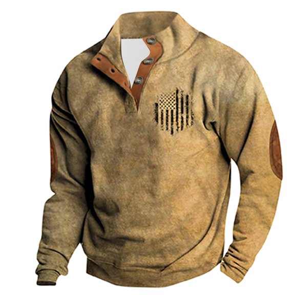 Njagoc3 Mens Long Sleeve Henley Shirt, Henley Collar, Graphic Print, Unique and Stylish, Lightweight Fabric, Ideal for Summer Layering and Casual Gatherings