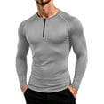 thumbnail image 1 of Njagoc3 Mens Long Sleeve Shirts Stand Up Collar Fitness Tops Solid Tees with Elastic Base Casual Active Performance Style, 1 of 5