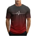 thumbnail image 1 of Njagoc3 Mens Ombre EKG Print Short - Sleeve T - Shirt, Regular Fit, Lightweight Fabric, Summer Casual & Fitness, Trendy Graphic Top, 1 of 6