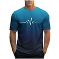 thumbnail image 1 of Njagoc3 Mens Ombre EKG Print Short - Sleeve T - Shirt, Regular Fit, Lightweight Fabric, Summer Casual & Fitness, Trendy Graphic Top, 1 of 6