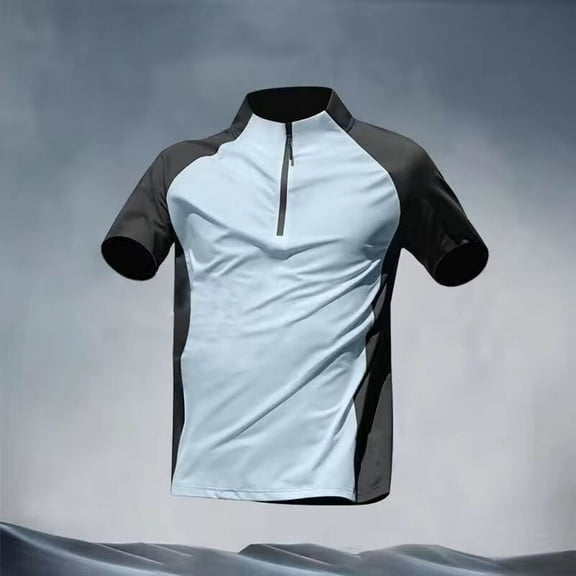 Njagoc3 Mens Short - Sleeve Gradient Panel Athletic Tee, Quick - Dry Fabric, Slim Fit, Summer Sports & Training Top