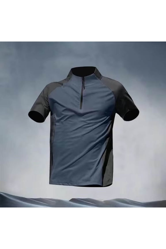 Mens Short - Sleeve Half - Zip Athletic Polo, Quick - Dry Fabric, Golf & Training Top