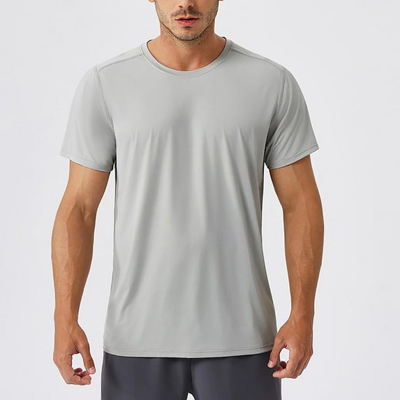Njagoc3 Mens Short - Sleeve Solid Color Crew Neck, Essential Tee, Soft Cotton, Summer Daily & Gym Top