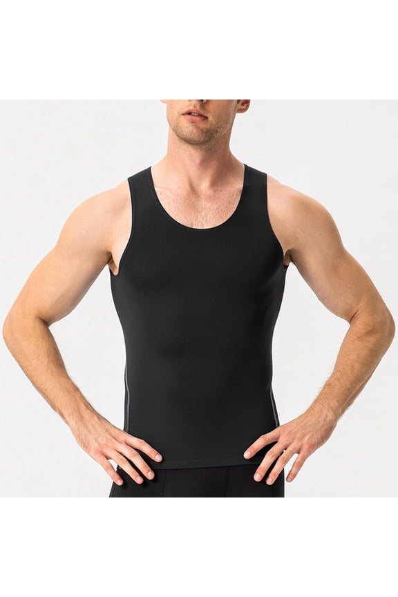 Mens Sleeveless Compression Tank, Body - Hugging Fit, Moisture - Wicking, Gym Training & Workout Vest