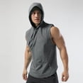 thumbnail image 1 of Njagoc3 Mens Sleeveless Hooded Tank Top, Trendy Color Options, Lightweight French Terry, Casual Outdoor & Streetwear Vest, 1 of 6