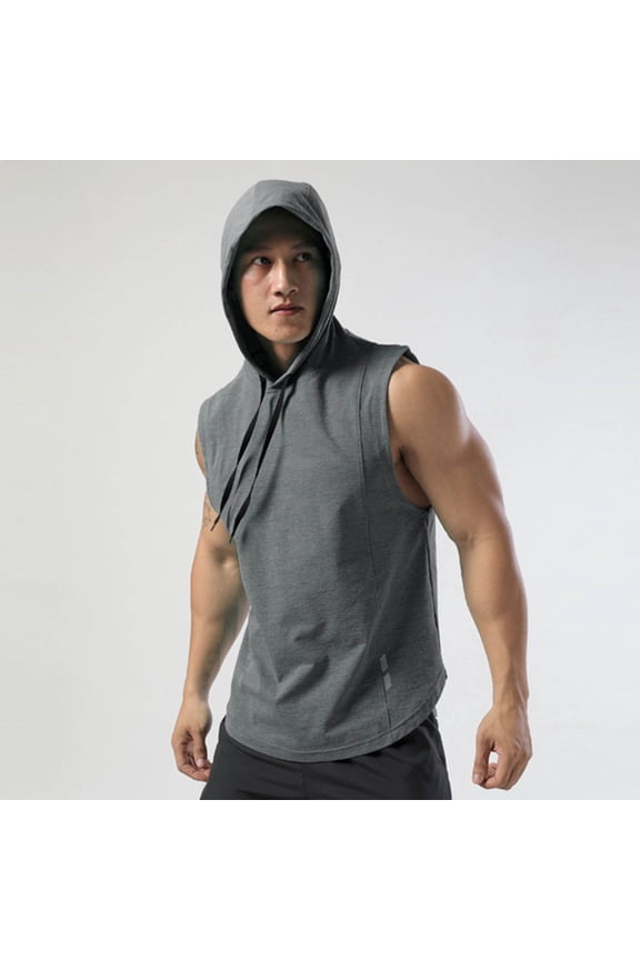 Mens Sleeveless Hooded Tank Top, Trendy Color Options, Lightweight French Terry, Casual Outdoor & Streetwear Vest