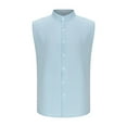 thumbnail image 1 of Njagoc3 Mens Sleeveless Mandarin Collar Dress Shirt, Solid Color Cotton Blend, Wrinkle - Resistant, Office & Casual Daily Top, 1 of 5