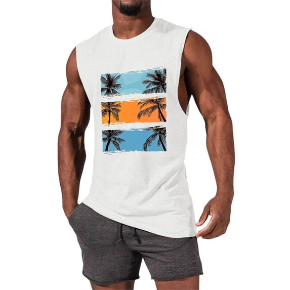 Njagoc3 Mens Sleeveless Multi - Graphic Print Tank, Trendy Designs, Stretch Fabric, Summer Street & Gym Vest