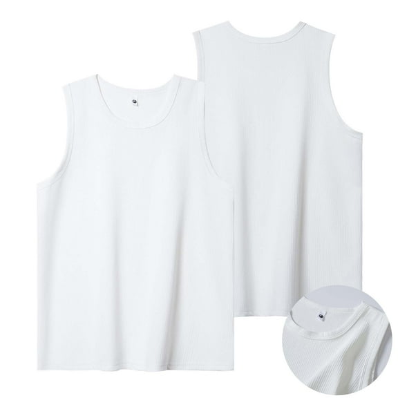 Njagoc3 Mens Sleeveless Solid Color Basic Tank, Crew Neck, Lightweight Polyester, Daily Undershirt & Outerwear Vest