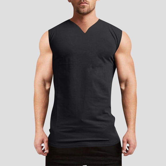 Njagoc3 Mens Sleeveless V - Neck Basic Tank, Classic Fit, Soft Cotton Feel, Gym & Daily Casual Vest