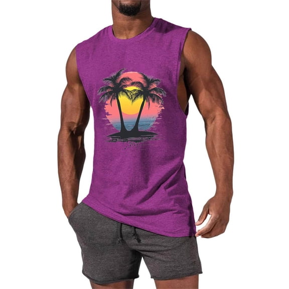 Njagoc3 Mens Sleeveless Vibrant Graphic Tank, Bold Colors, Lightweight Jersey, Summer Festival & Street Vest