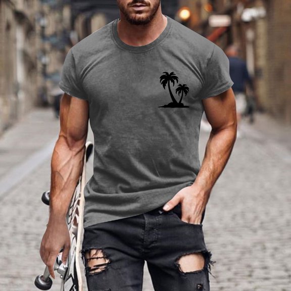 Njagoc3 Mens Summer Short Sleeve T-Shirt, Crew Neck, Skull Print, Stylish and Bold, Soft Material, Suitable for Gym and Casual Occasions