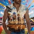thumbnail image 1 of Njagoc3 Mens Summer Vest, Sleeveless Button Collar, Western Cowboy Horse Art Print, 1 of 6