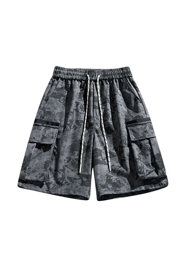 Mens Vintage Denim Shorts, Faded Wash & Distressed Patches, Mid-Thigh Length, Summer Retro Styling & Casual Hangouts