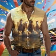 thumbnail image 1 of Njagoc3 Mens Western - Style Sleeveless Shirt, Retro Character Print, Button - Down Collar, 1 of 6