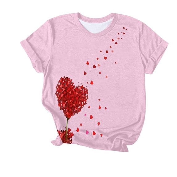 Njagoc3 Multicolor Solid Love Print T-Shirt - Oversized Casual Loose Fit Womens Top for Everyday Comfort (Walmart's Trendy Pick)