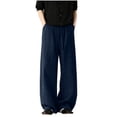 thumbnail image 1 of Njagoc3 Plus Size Pants for Men | Elastic Drawstring Waist Wide Leg Trousers with Side Pockets & Loose Fit | Relaxed Loose Fit for Fall Casual Daily Wear & Weekend Outings，Navy，L, 1 of 6