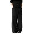 thumbnail image 1 of Njagoc3 Plus Size Pants for Men | Elastic Drawstring Waist Wide Leg Trousers with Side Pockets & Loose Fit | Relaxed Loose Fit for Fall Casual Daily Wear & Weekend Outings，Black，M, 1 of 6