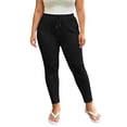thumbnail image 1 of Njagoc3 Plus Size Womens Drawstring Jogger Pants | Elastic Waist Cropped Trousers with Side Pockets | Relaxed Fit for Fall Daily Wear & Lounge Activities，Black，XXL, 1 of 6