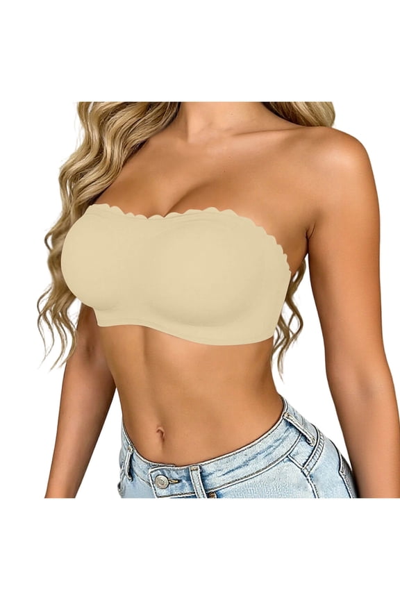 Strapless Front Closure Bra, Front Buckle Pull-Up Support,Gather Together, With Non-slip, Seamless Comfortable