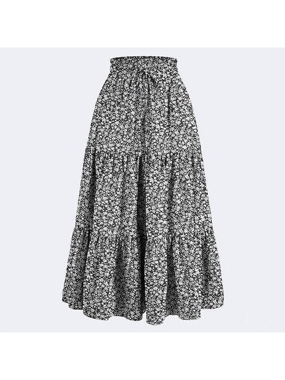 Stylish Pleated Long Skirt with High-Waisted Design, Flowy Fabric, Ideal for Hot Summer Days
