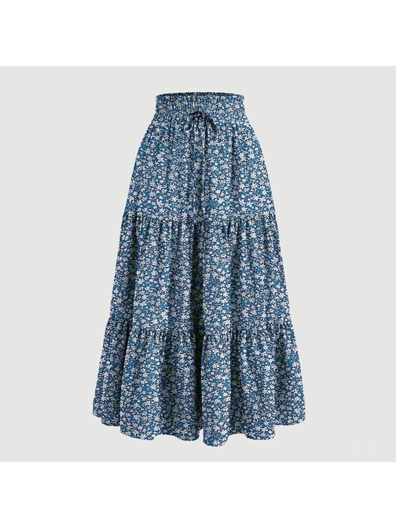 Stylish Pleated Long Skirt with High-Waisted Design, Flowy Fabric, Ideal for Hot Summer Days